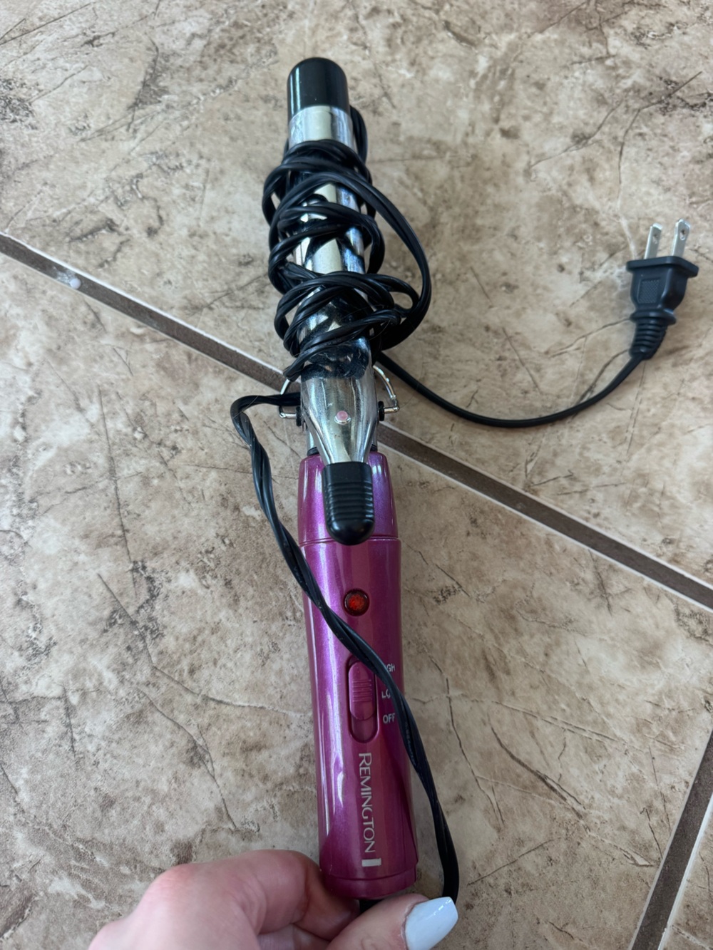 Remington Metallic Pink Curling Wand with Clamp